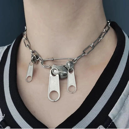 Safety pin chain necklace style