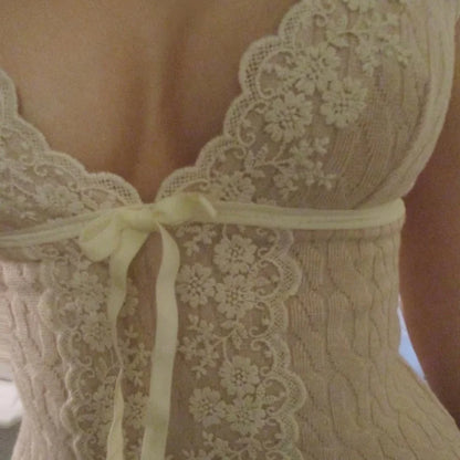 Sunday Confession lace trim cami back lace detail