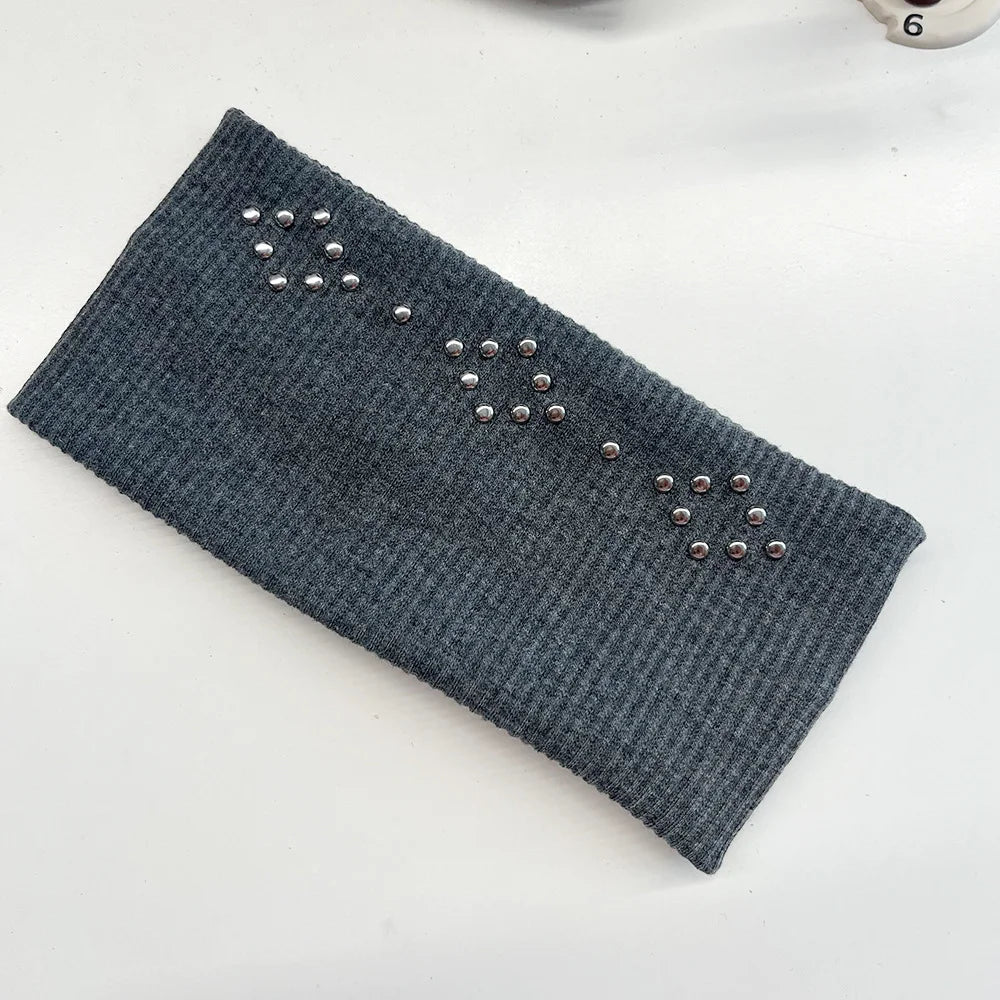 Studded Graphite stretch knit headband