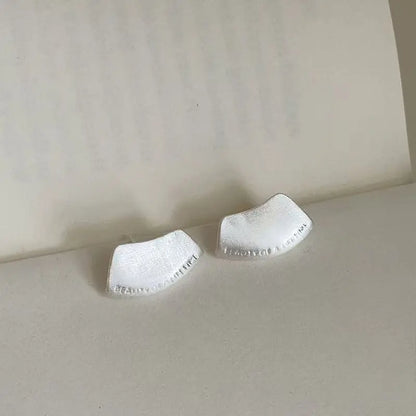 Brushed silver stud earrings pair