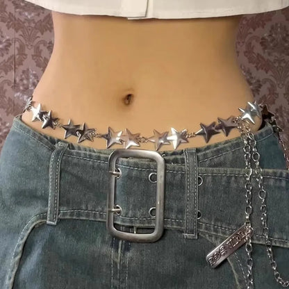 Star waist chain worn on jeans