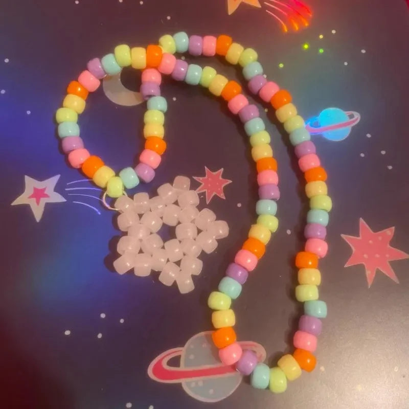 08 Cotton Candy kandi star necklace