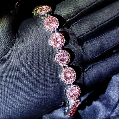 Rose pink round stone crystal bracelet