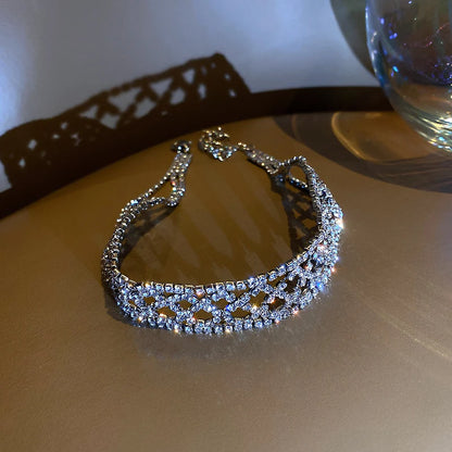 Open lattice crystal rhinestone choker band