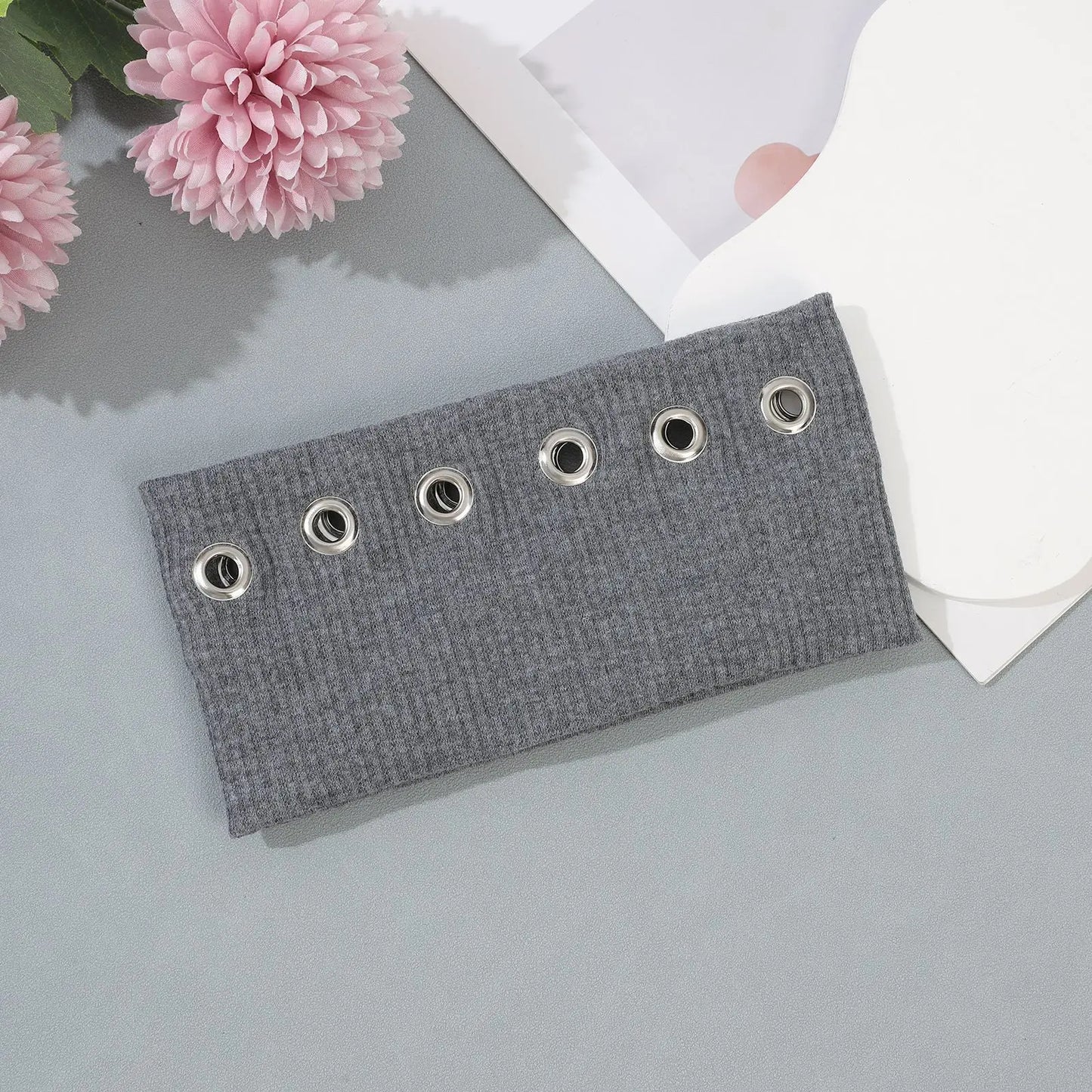 Ash Gray eyelet stretch headband