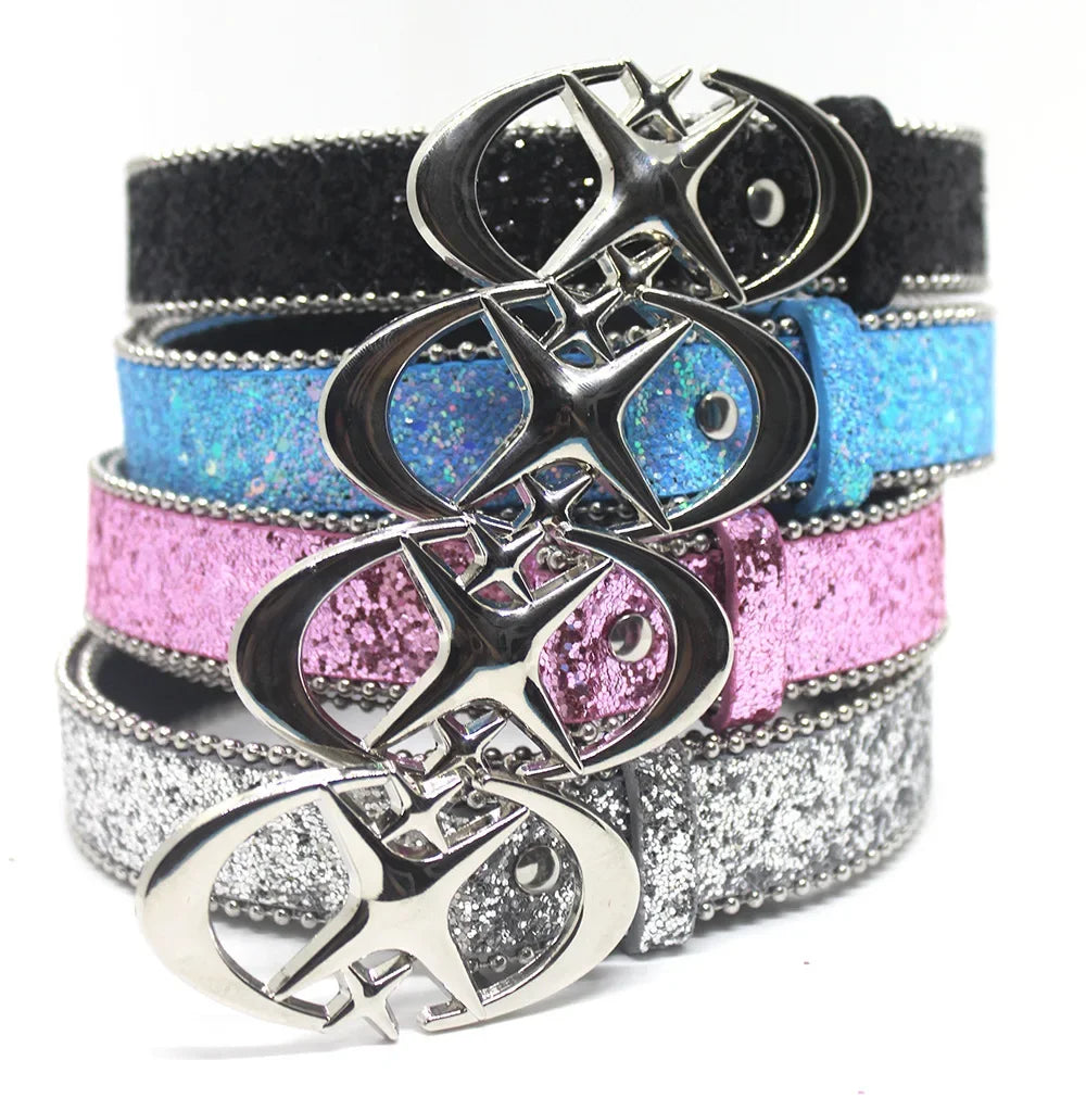 Rhinestone star belts stacked