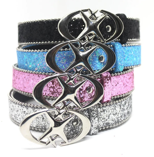 Rhinestone star belts stacked
