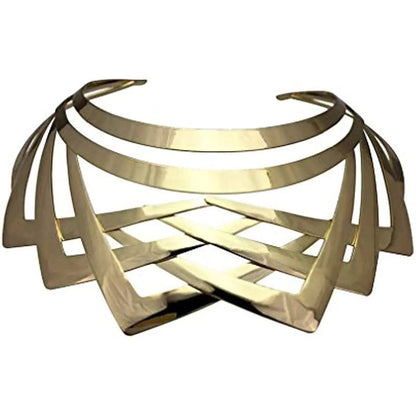 Molten gold caged collar necklace