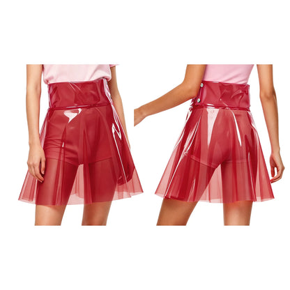 Blood Red translucent pleated mini skirt