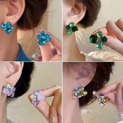 Crystal cube cluster studs in four colourways