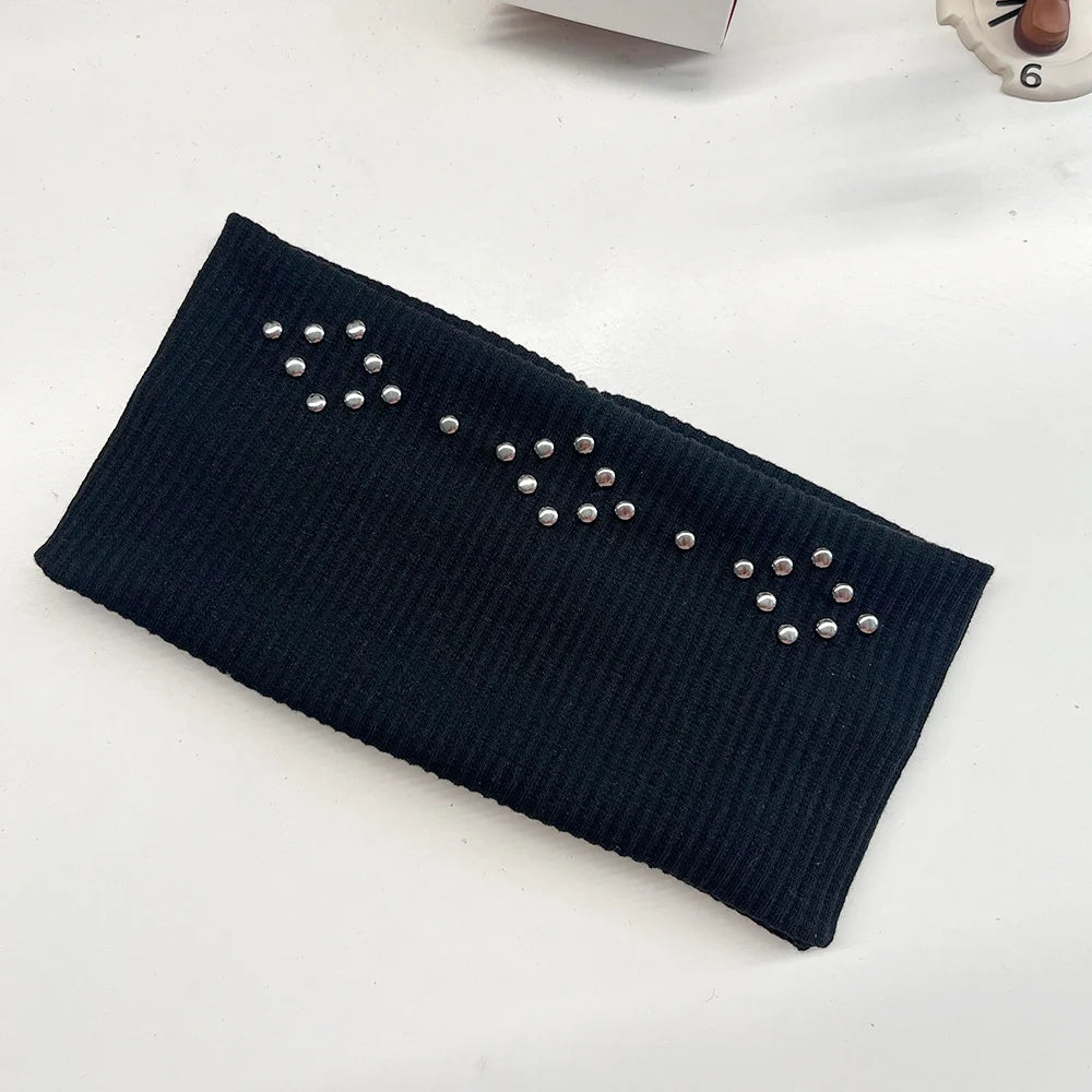 Studded Black stretch knit headband