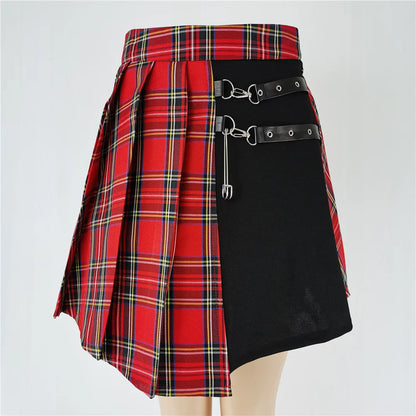 Royal Tartan asymmetric harness skirt front