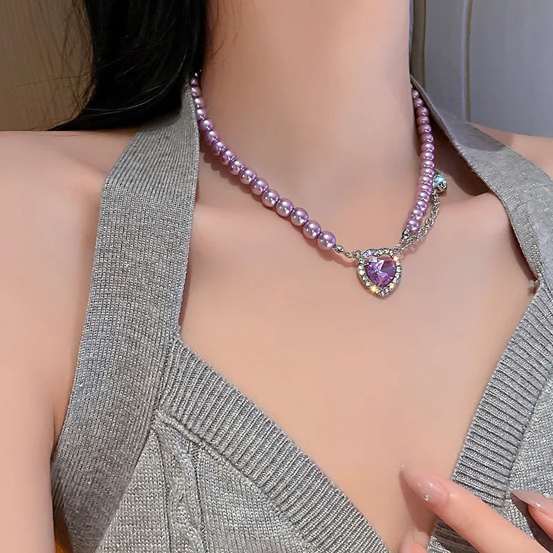 Necklace styled with a knit top