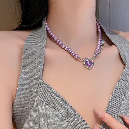 Necklace styled with a knit top