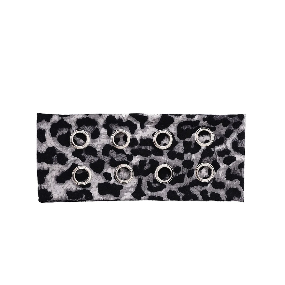 Gray Leopard eyelet stretch headband