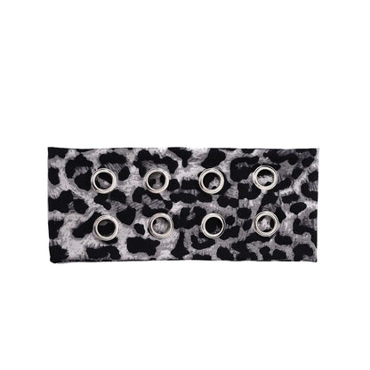 Gray Leopard eyelet stretch headband