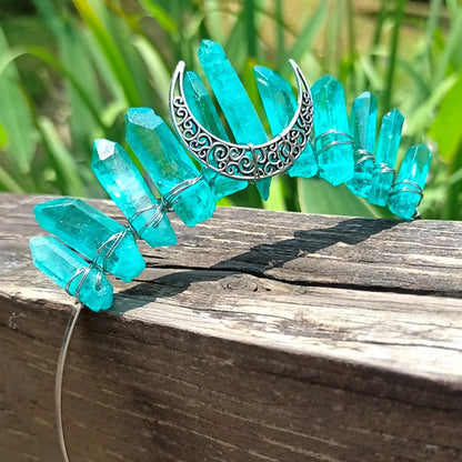 Green crystal moon crown