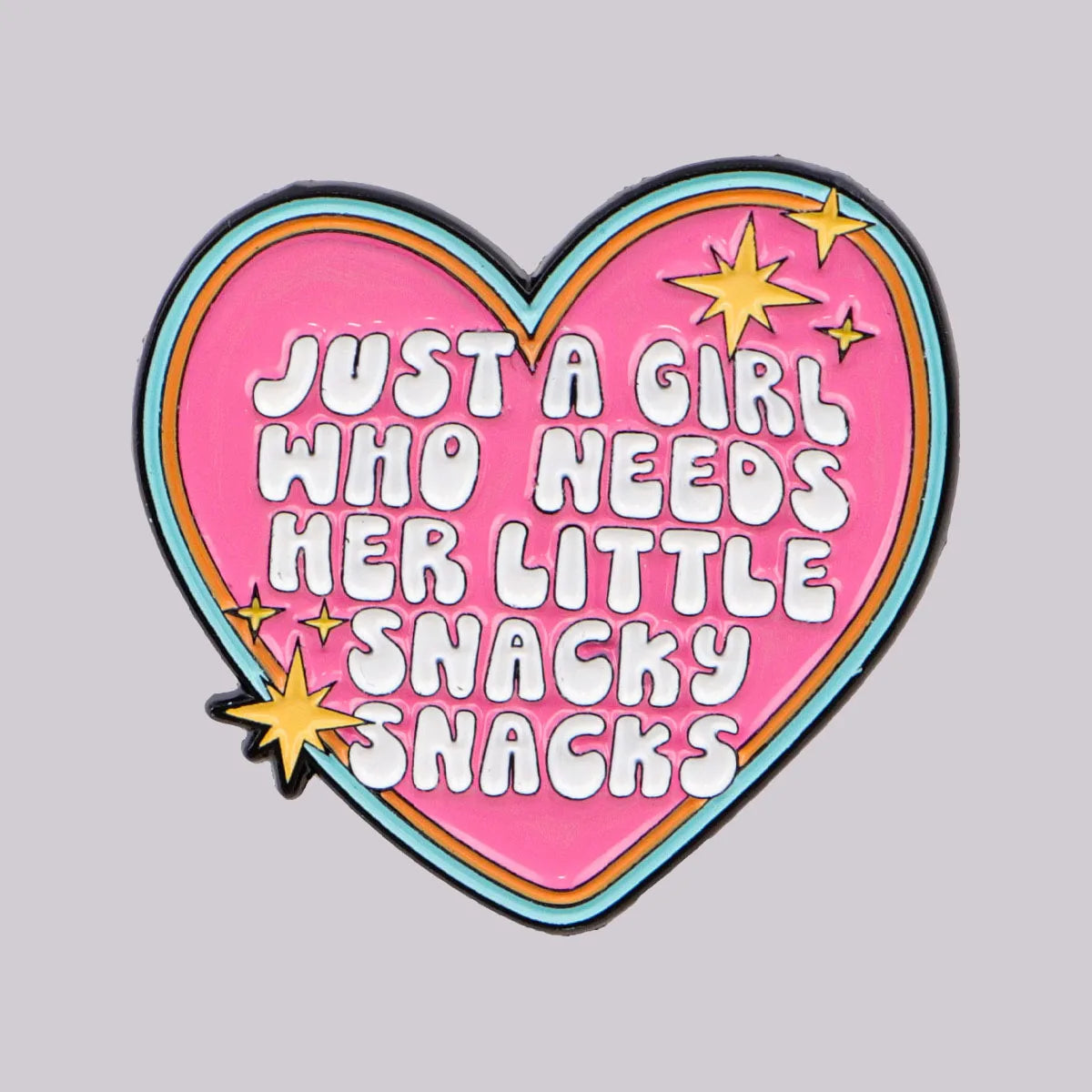 Snacky Snacks pink heart enamel pin