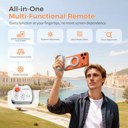Removable Bluetooth remote controls shutter, zoom and focus