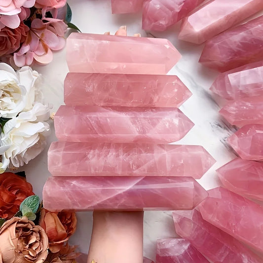 Rose quartz crystal points