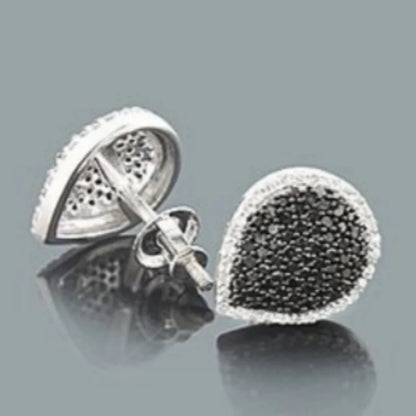 Heart pave stud earrings black