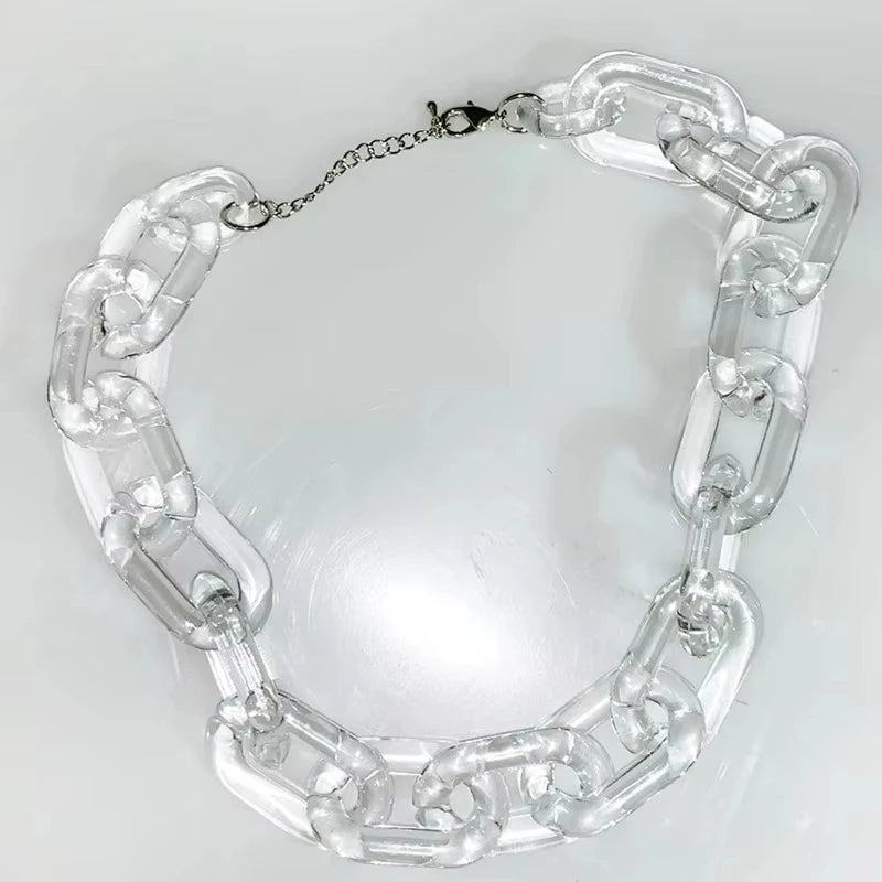 Ghost Chain clear acrylic link choker without padlock