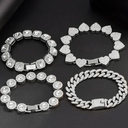 Silver crystal bracelet stack set of four