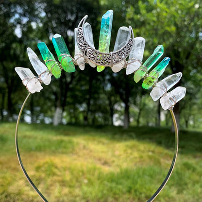 White green-yellow crystal moon crown
