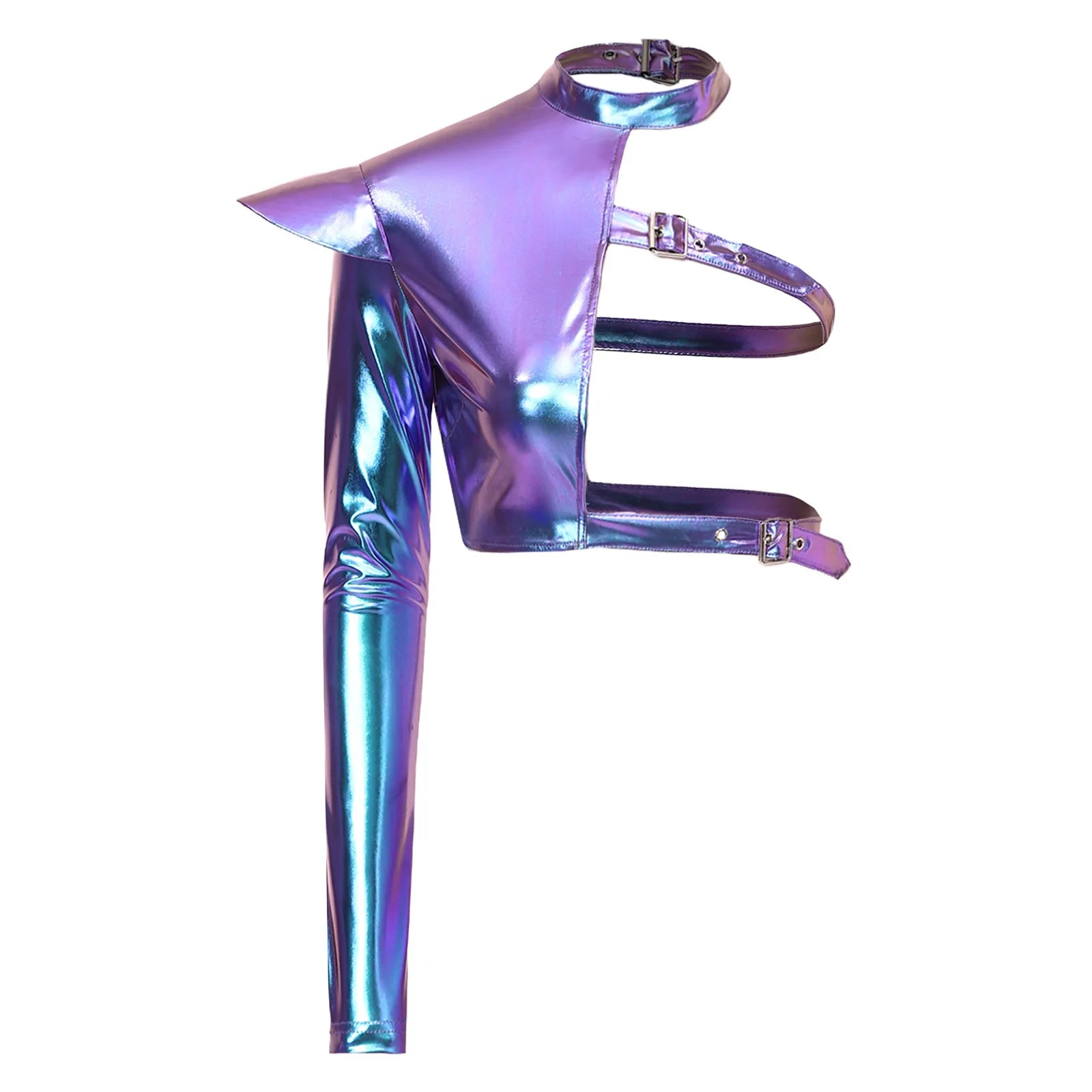 Blue metallic top
