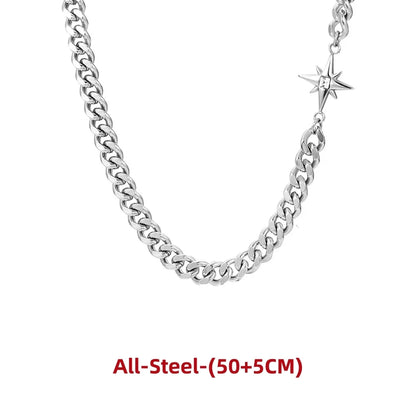 Solo Chain All Steel four-point star curb chain necklace