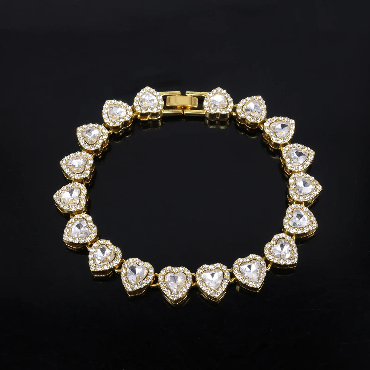Gold Ice heart tennis bracelet