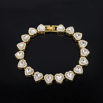 Gold Ice heart tennis bracelet