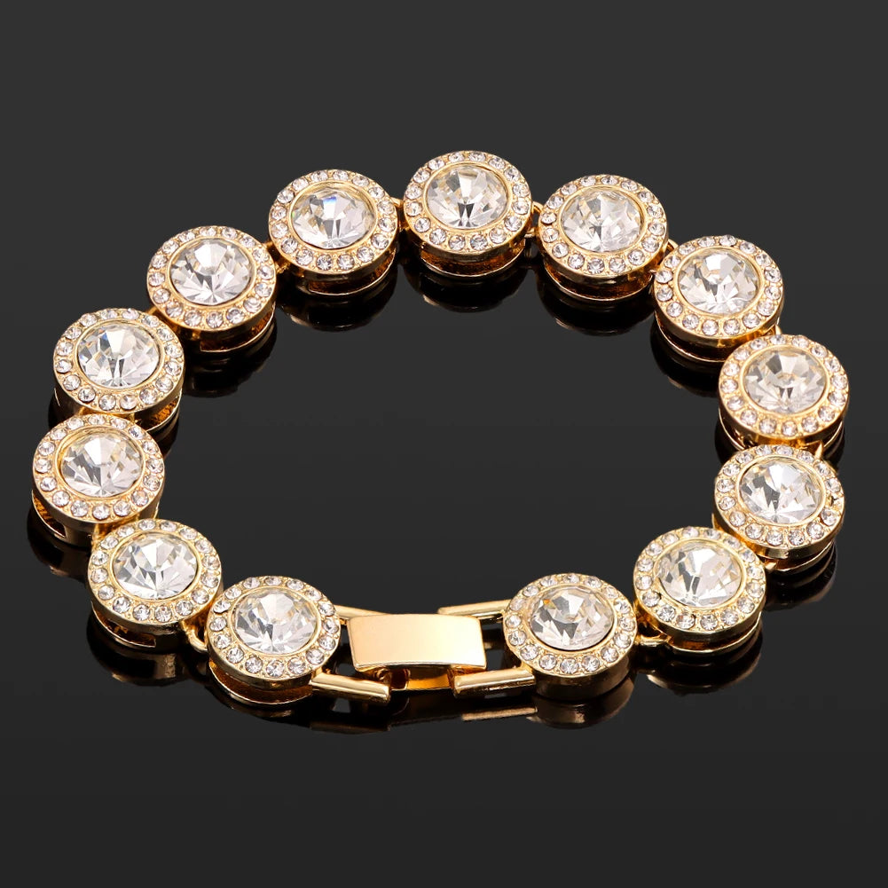 Gold round stone crystal bracelet