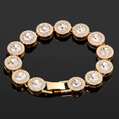 Gold round stone crystal bracelet