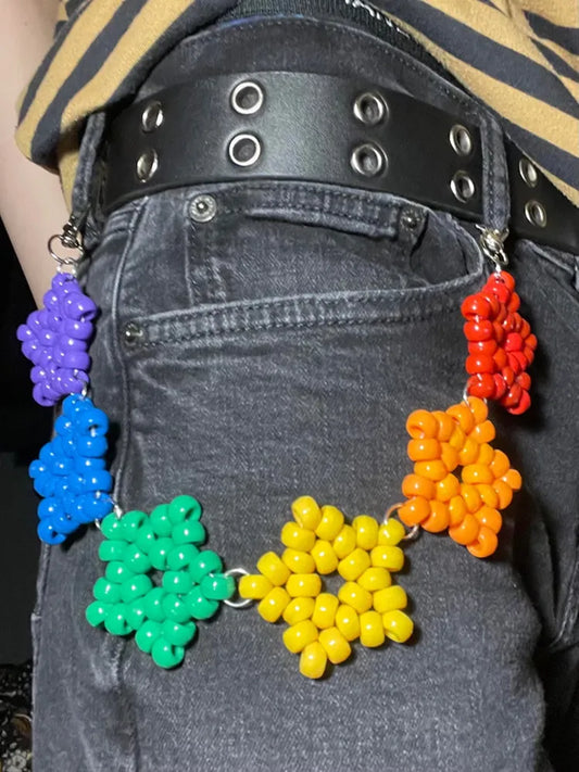 Kandi star belt chain on model