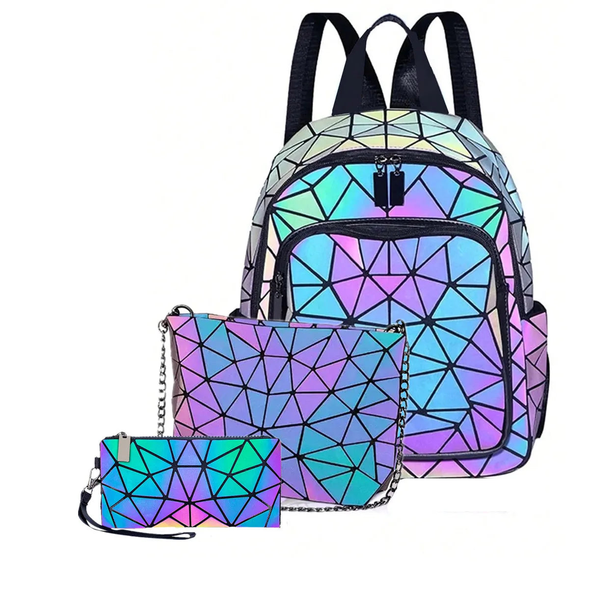 Prism Riot backpack with matching clutch