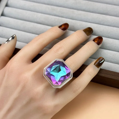Lilac Ice faceted cocktail ring worn