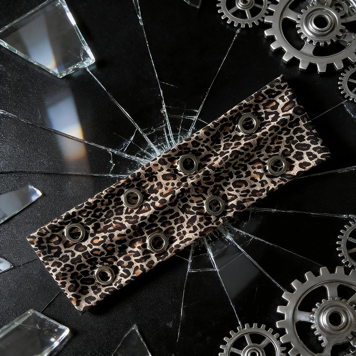 Sand Leopard eyelet stretch headband