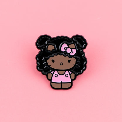 Enamel pin on pink background