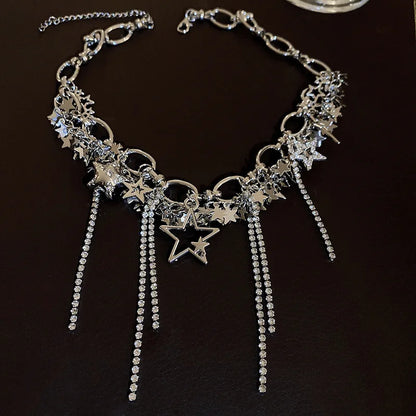 Star Riot charm and tassel necklace