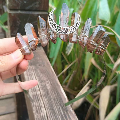 Brown crystal moon crown