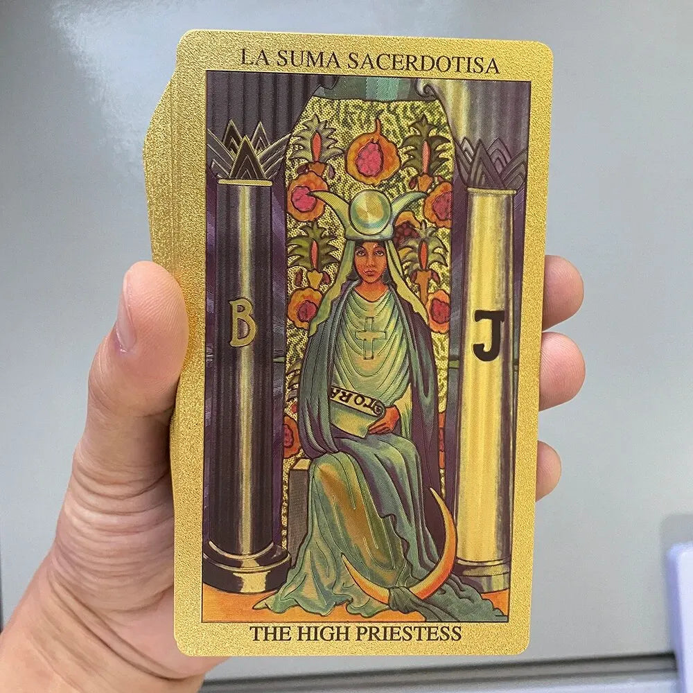Golden Foil Tarot Cards - Bilingual English & Espanol