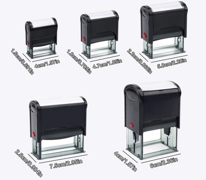 Fuck Trump self-inking rubber stamp available in 5 sizes with dimensions shown - customizable anti-Trump political protest office stamp