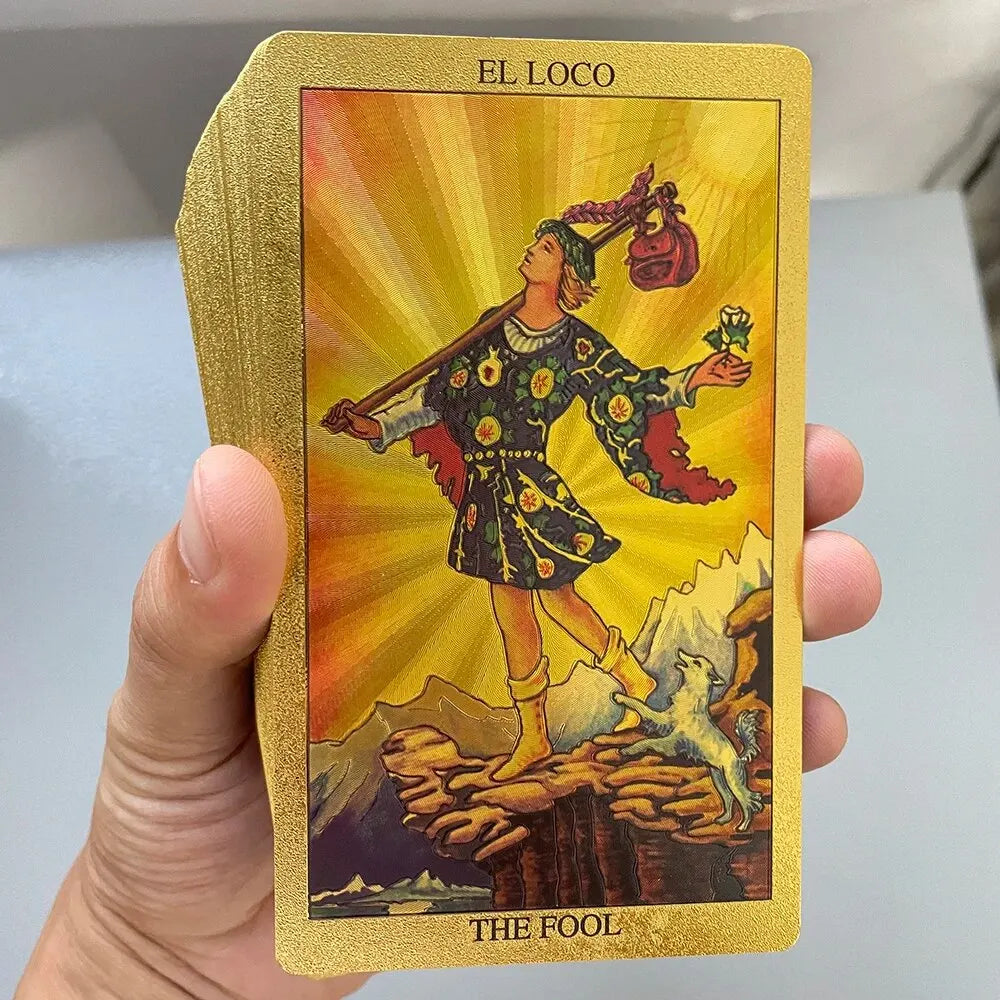 Golden Foil Tarot Cards - Bilingual English & Espanol