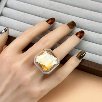 Champagne faceted cocktail ring worn