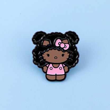 Enamel pin on blue background