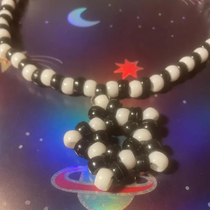 04 Checkerboard kandi star necklace