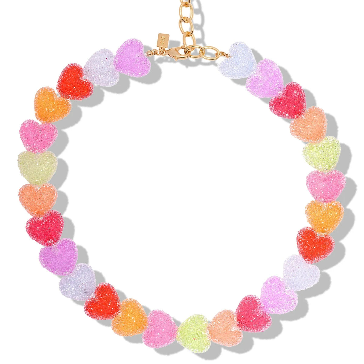 Mixed Candy heart choker laid flat