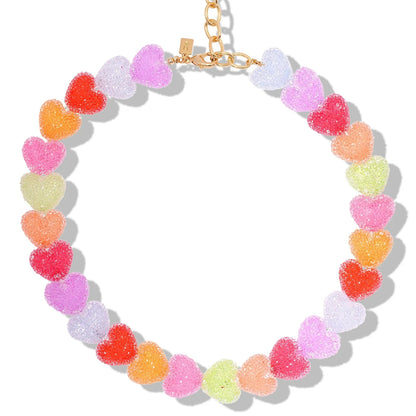 Mixed Candy heart choker laid flat