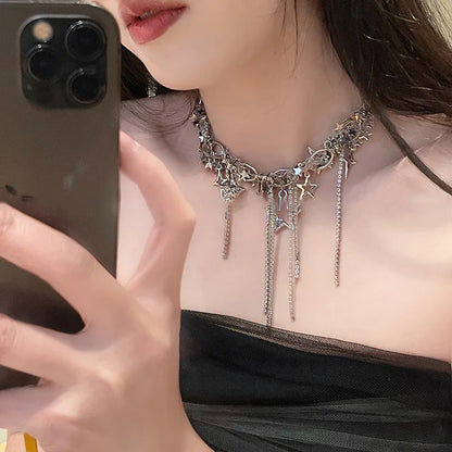 Star charm choker worn